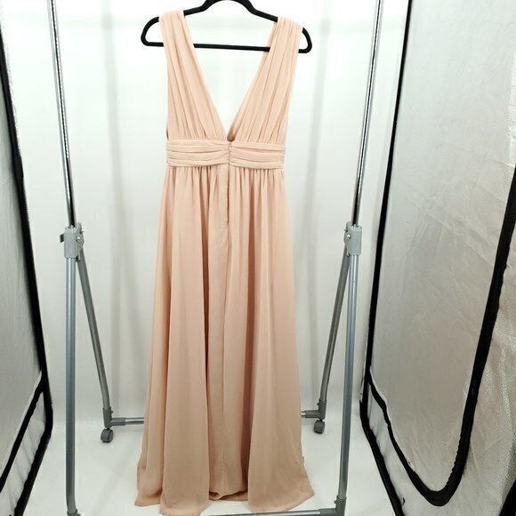 Lulu's Heavenly Hues Blush Plunge Maxi Dress S Blush Pink - Picture 3 of 16